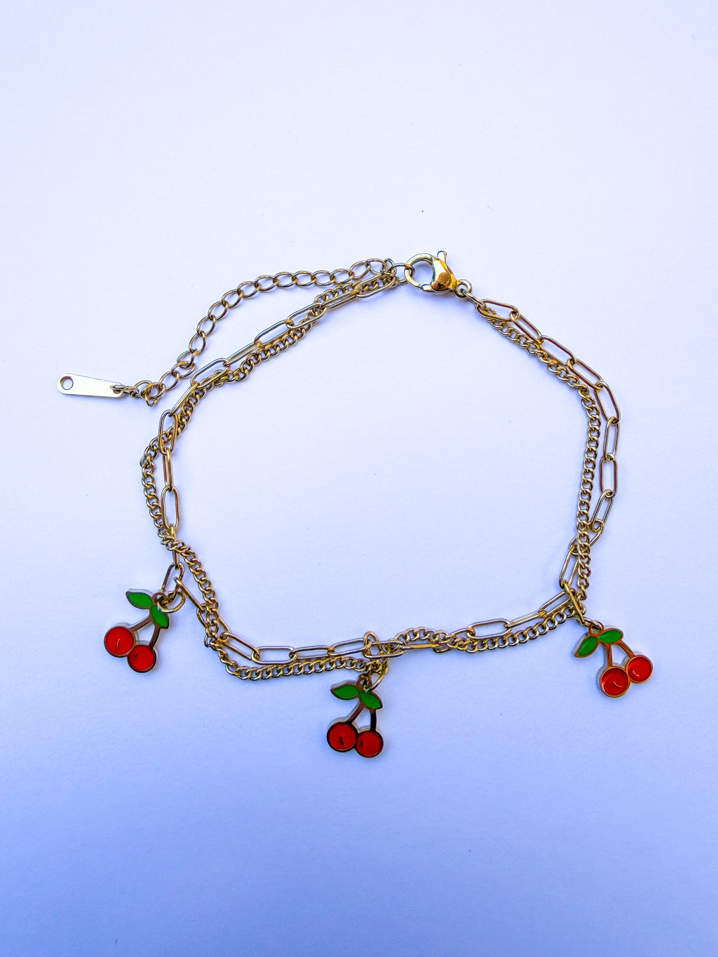Pulseira para Pé Cerejas em Aço Inoxidável
