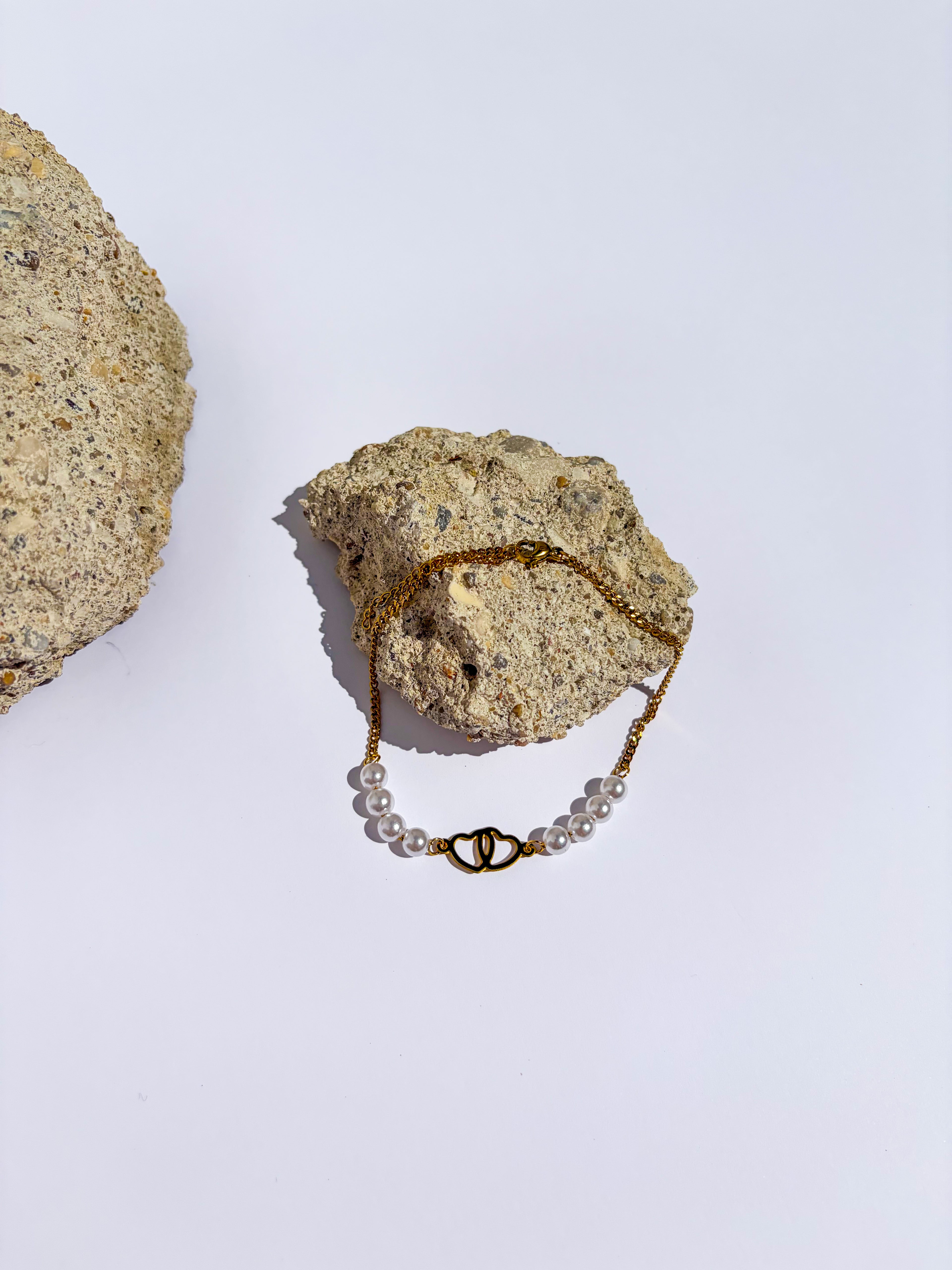 Pulseira para Pé Corações & Pérolas