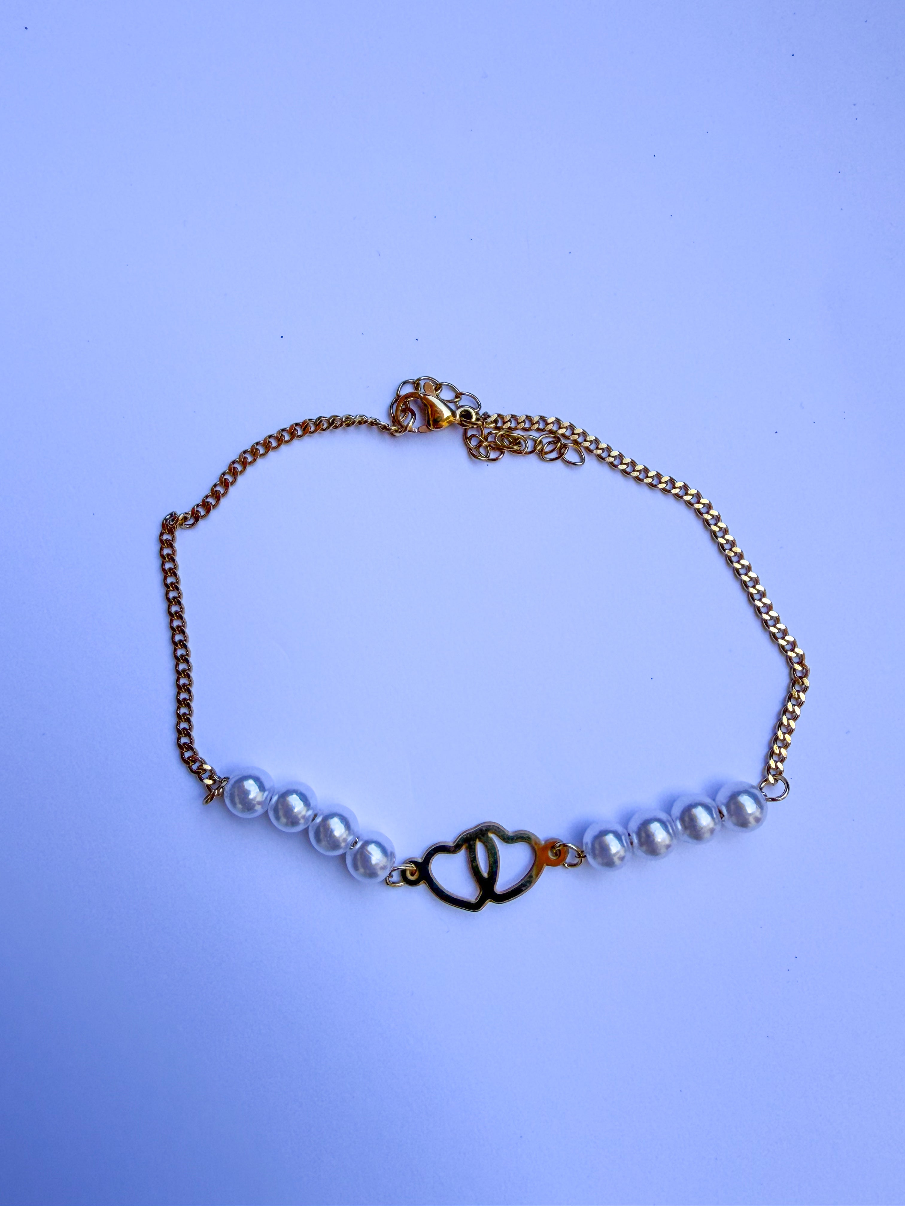 Pulseira para Pé Corações & Pérolas