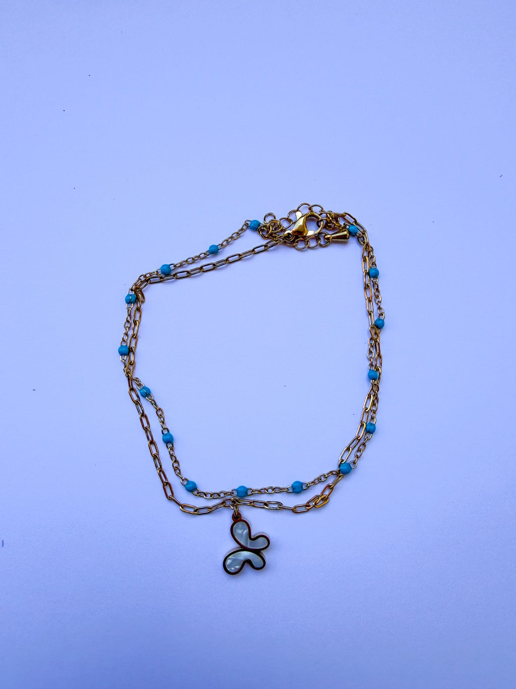 Pulseira para Pé Borboleta em Aço Inoxidável