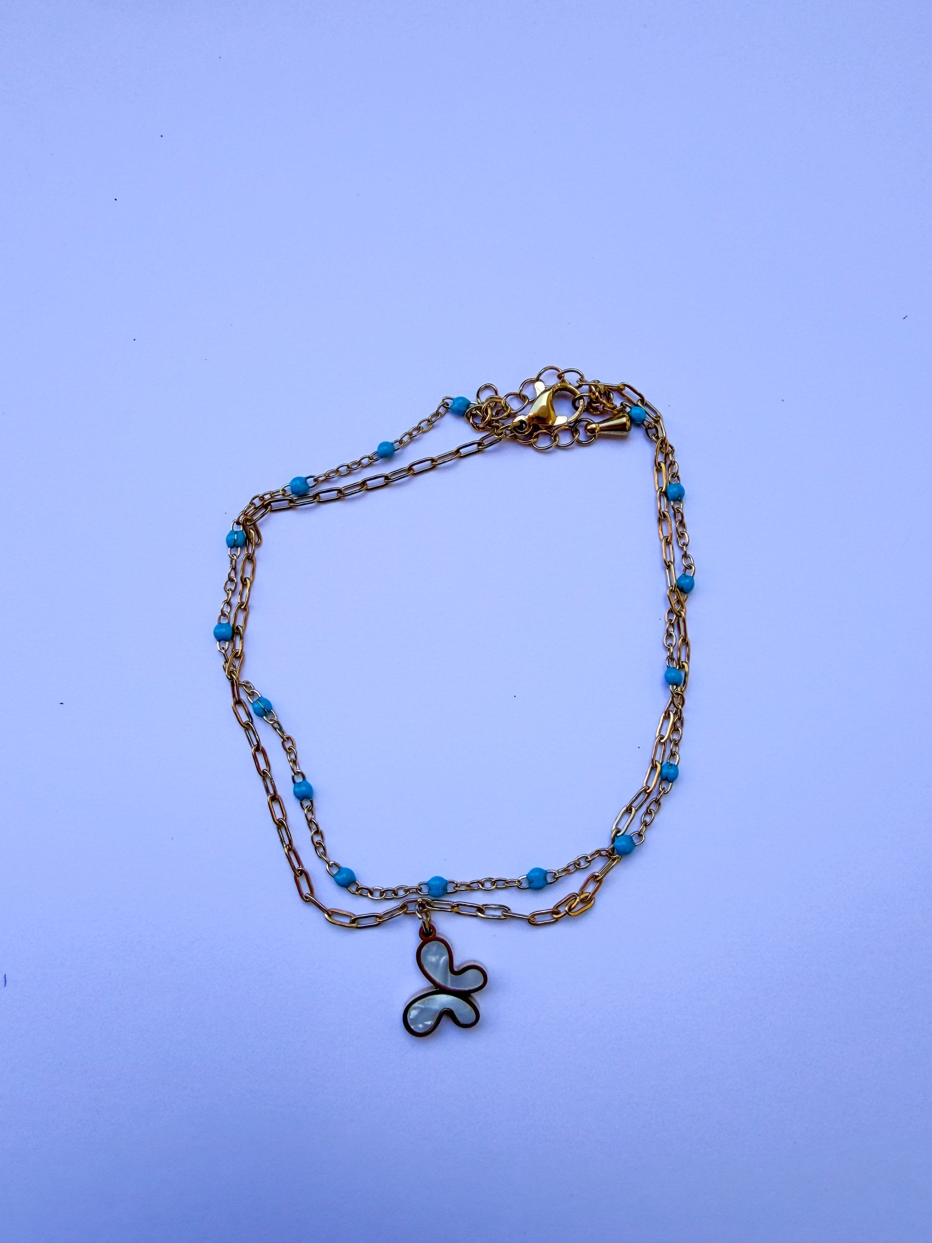 Pulseira para Pé Borboleta em Aço Inoxidável