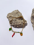 Pulseira para Pé Frutas & Malagueta em Aço Inoxidável