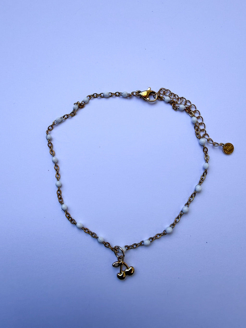 Pulseira para Pé Pérolas & Cerejas em Aço Inoxidável