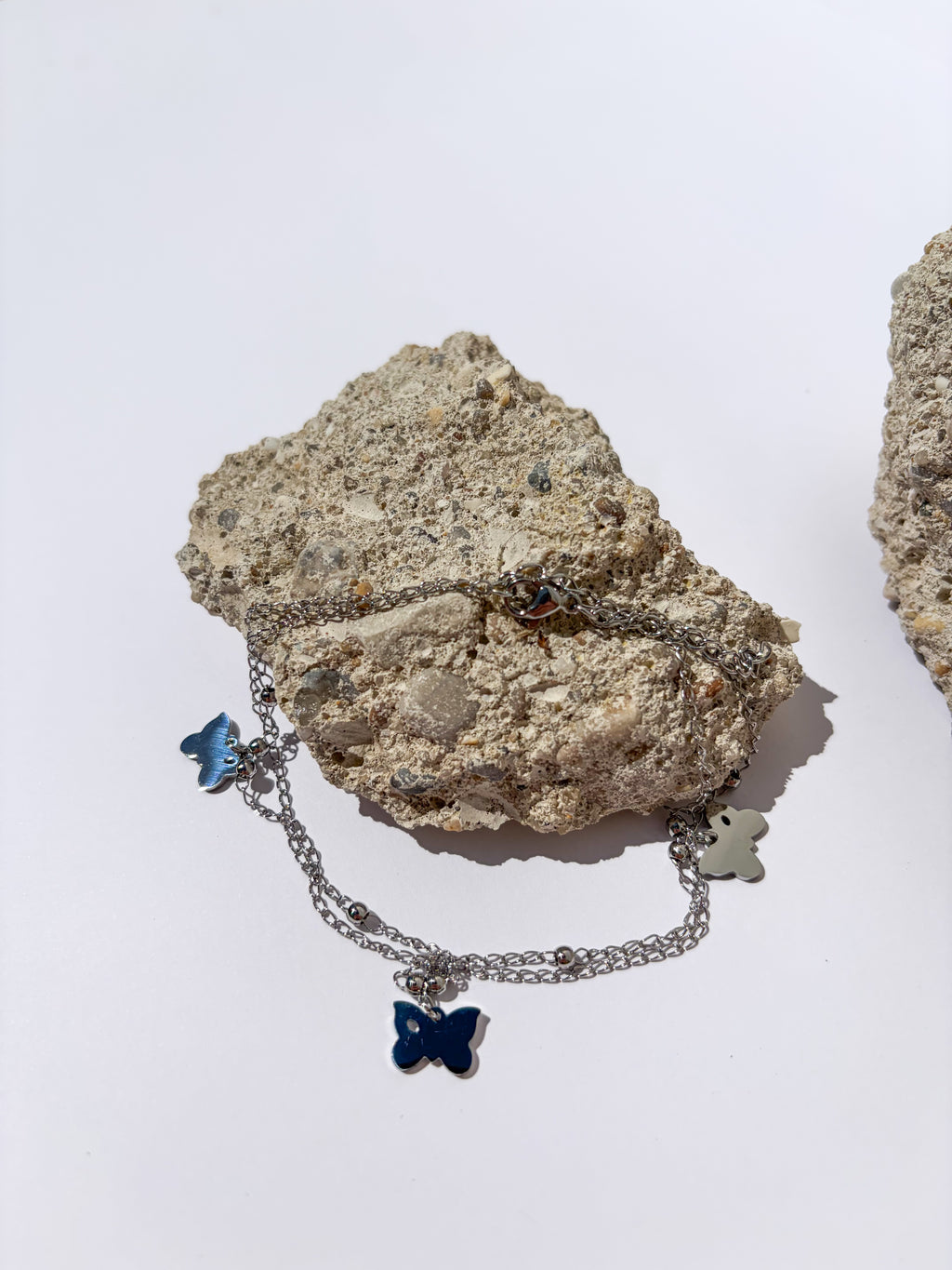 Pulseira para Pé Borboletas em Aço Inoxidável