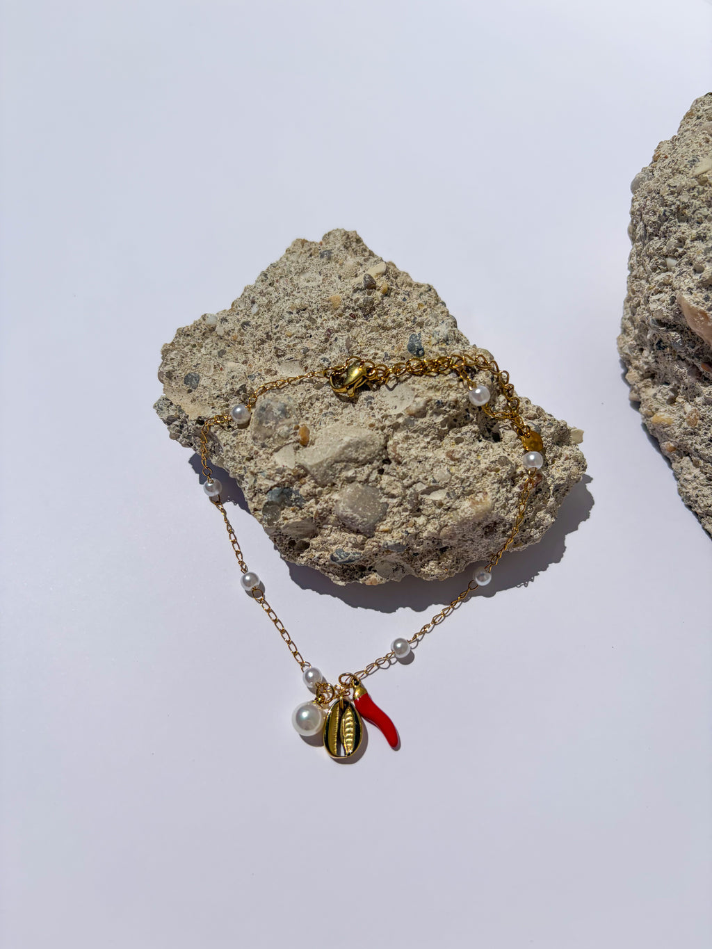 Pulseira para Pé Búzio & Malagueta em Aço Inoxidável