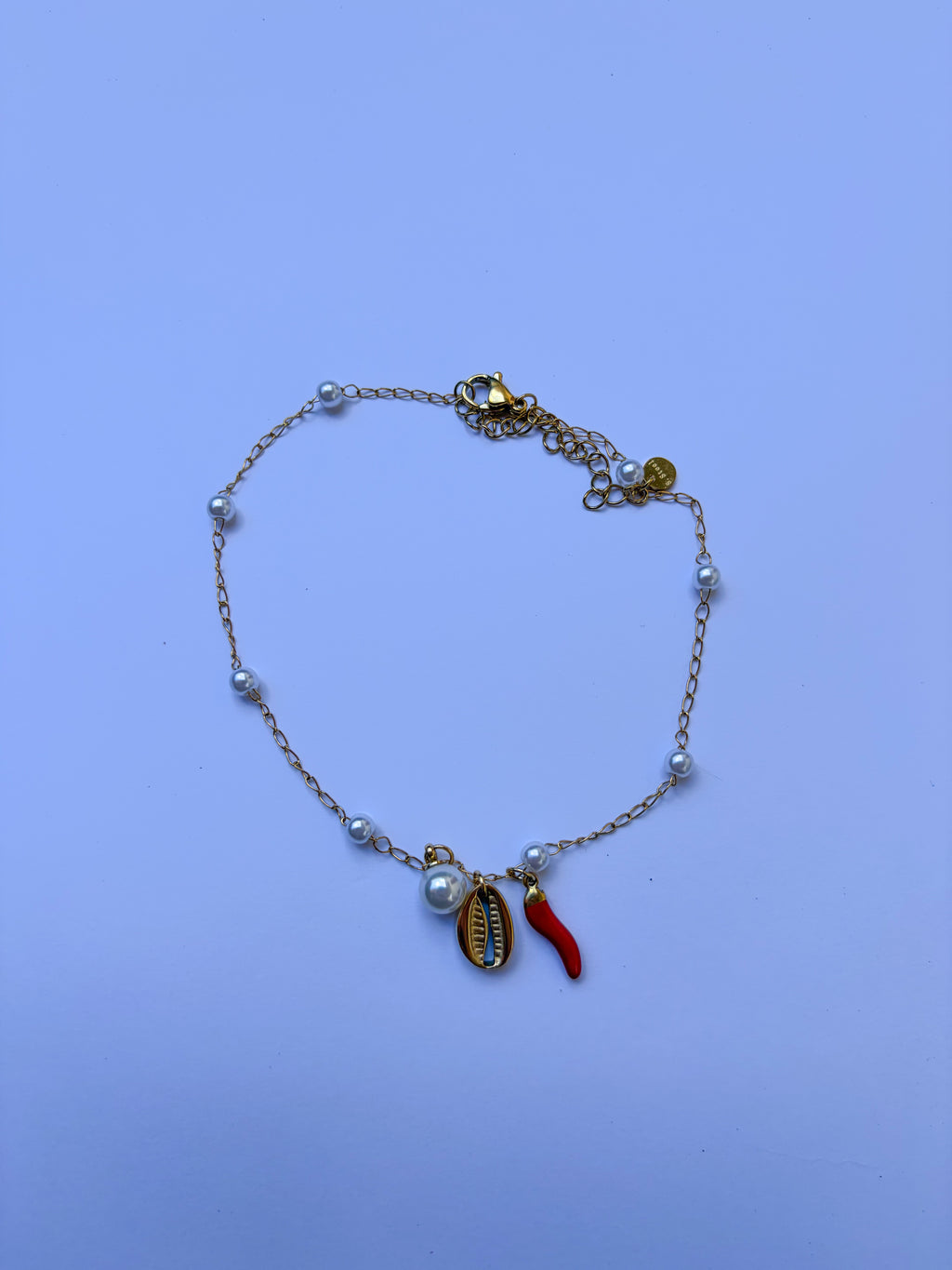 Pulseira para Pé Búzio & Malagueta em Aço Inoxidável