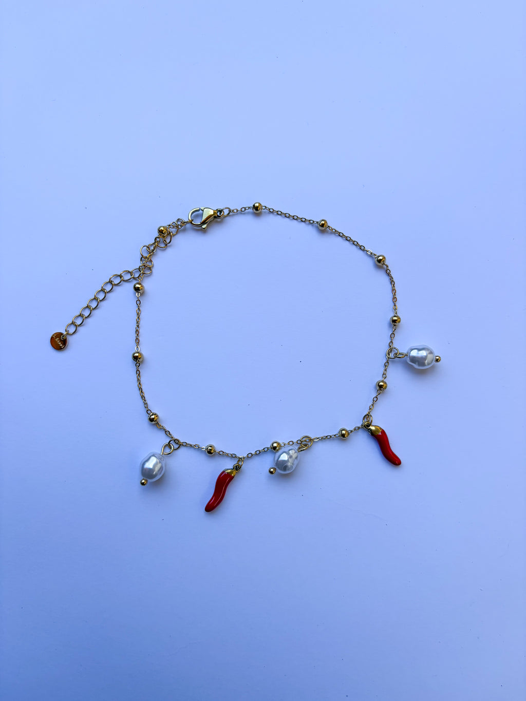 Pulseira para Pé Pérolas Barrocas & Malaguetas em Aço Inoxidável