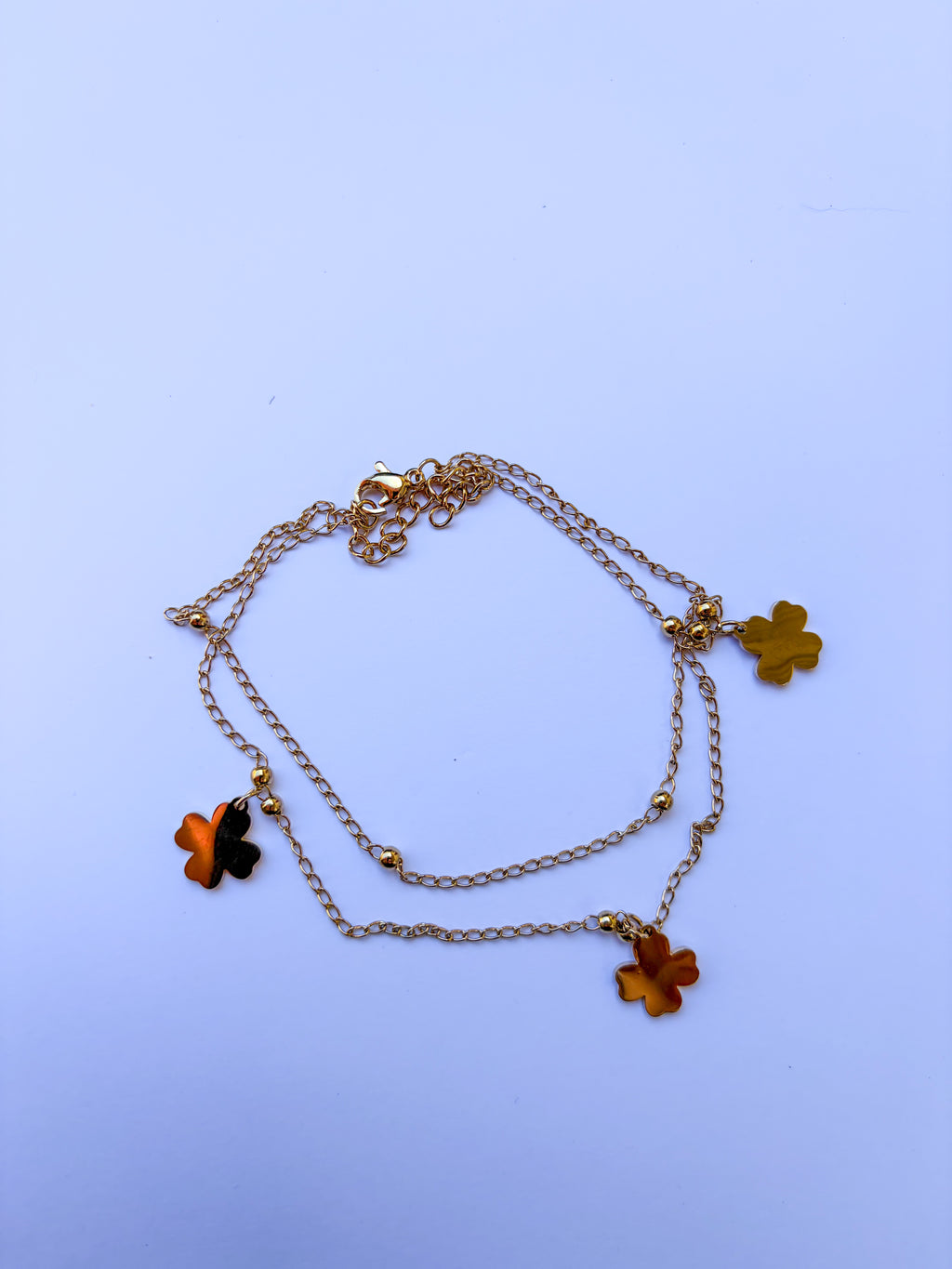 Pulseira para Pé Trevos da Sorte em Aço Inoxidável