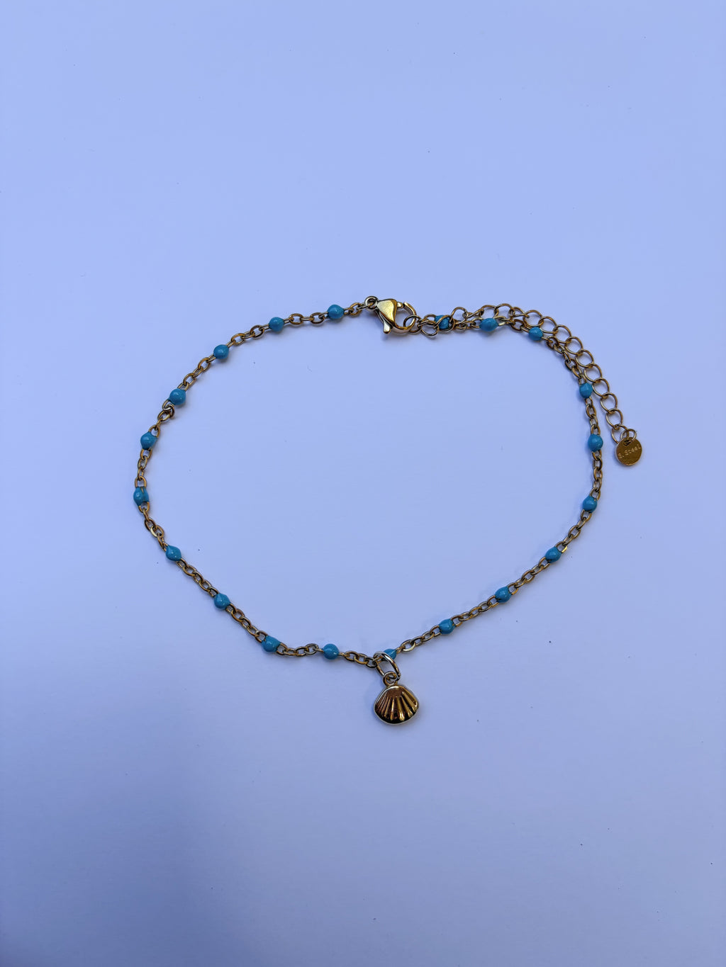 Pulseira para Pé Concha & Turquesa em Aço Inoxidável