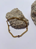 Pulseira para Pé Zircónias Lilás em Aço Inoxidável