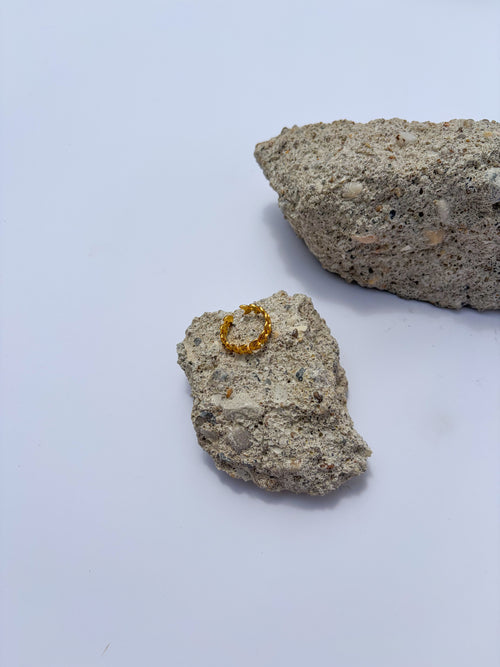 Anel Folhas/Ramos Dourado em Aço Inoxidável