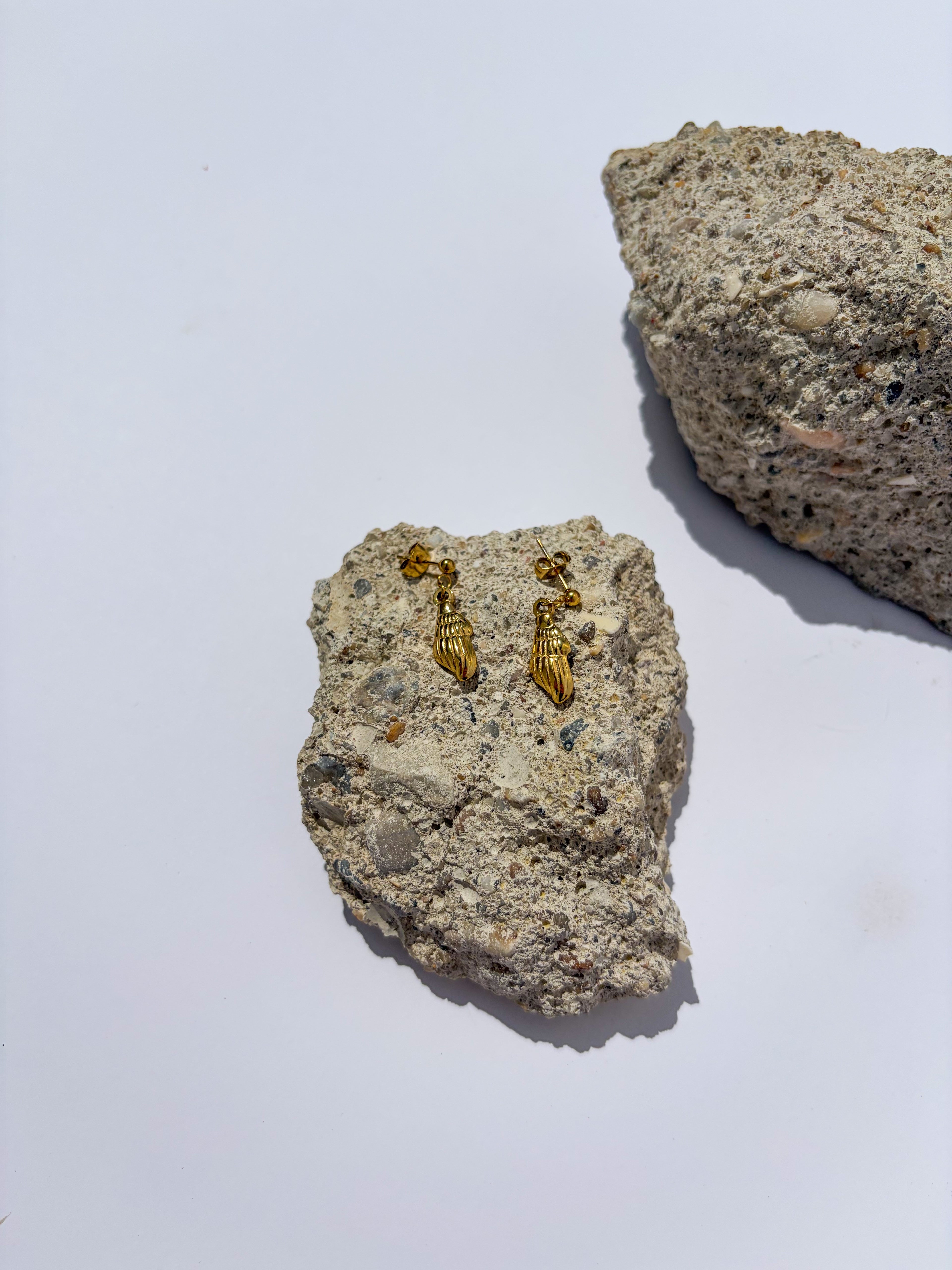 Brincos Búzio Dourado em Aço Inoxidável