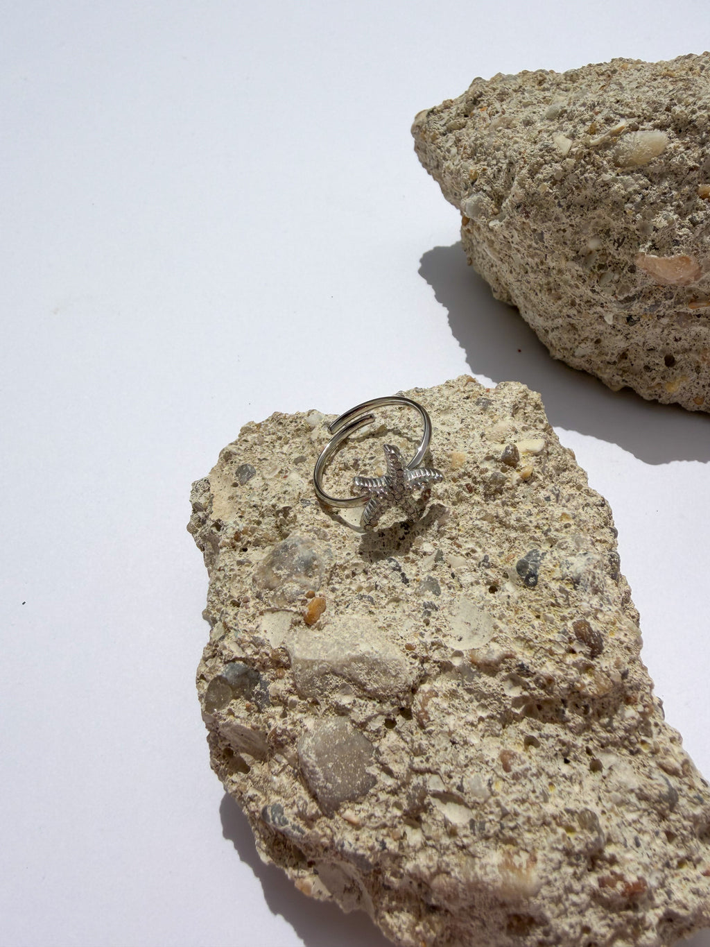 Anel Estrela-do-Mar com Zircónias em Aço Inoxidável