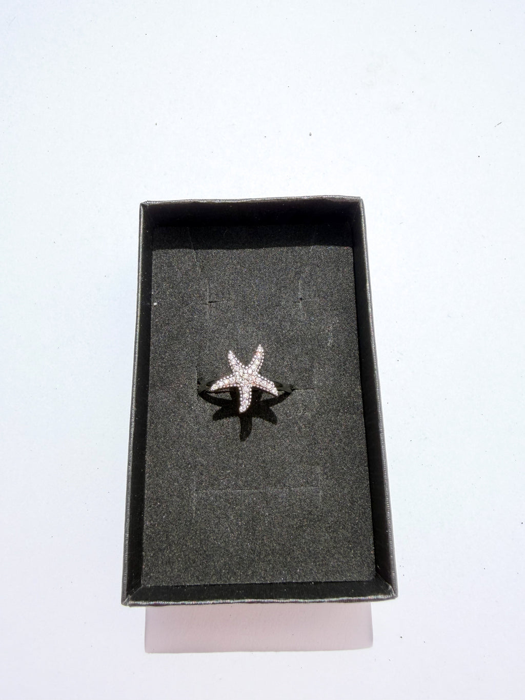 Anel Estrela-do-Mar com Zircónias em Aço Inoxidável