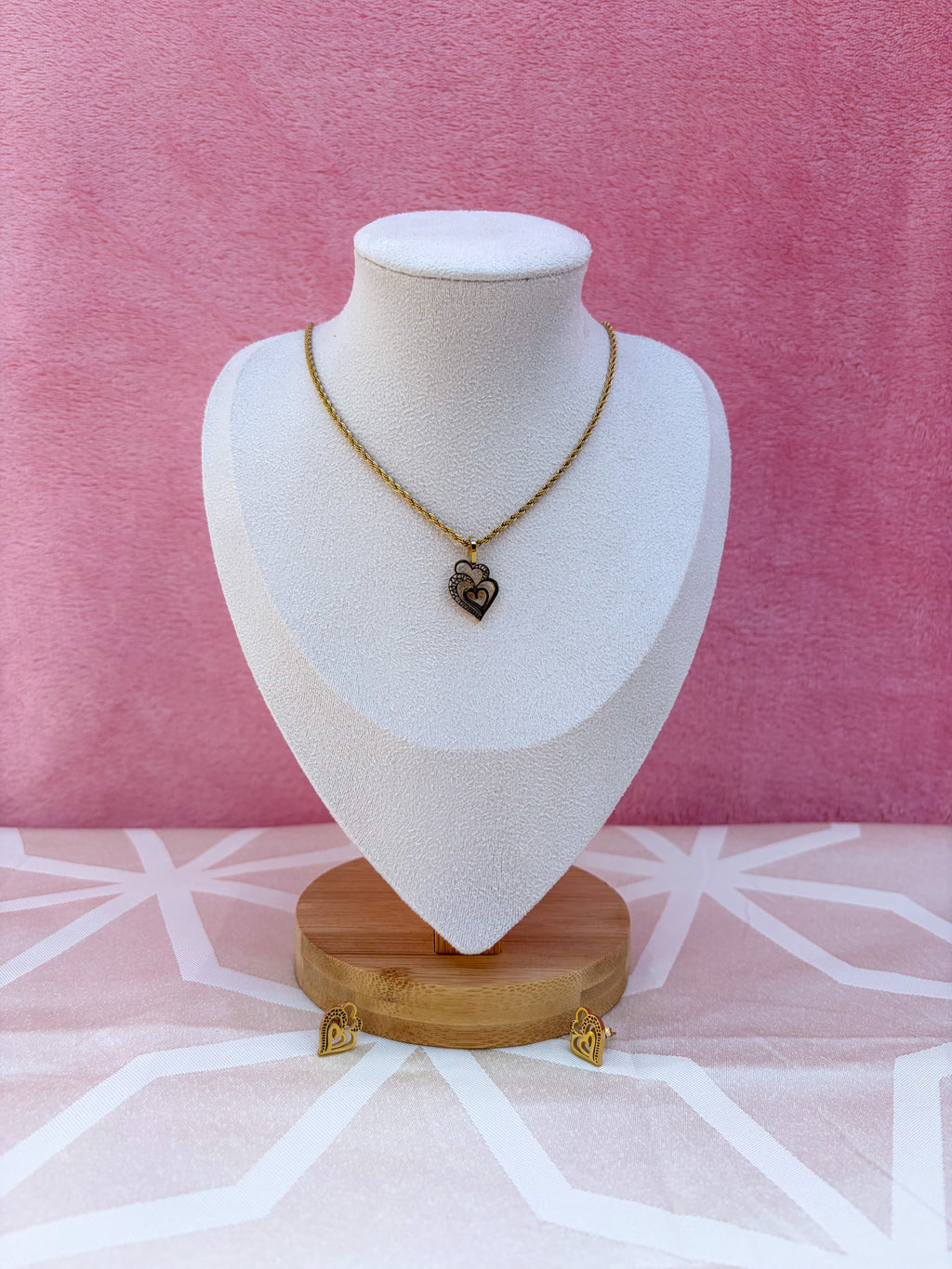 Conjunto Coração de Viana | Colar & Brinco em Aço Inoxidável