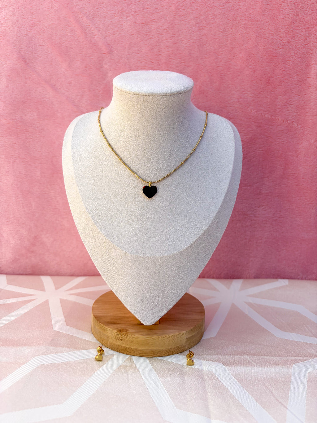 Conjunto Colar & Brincos Coração em Aço Inoxidável