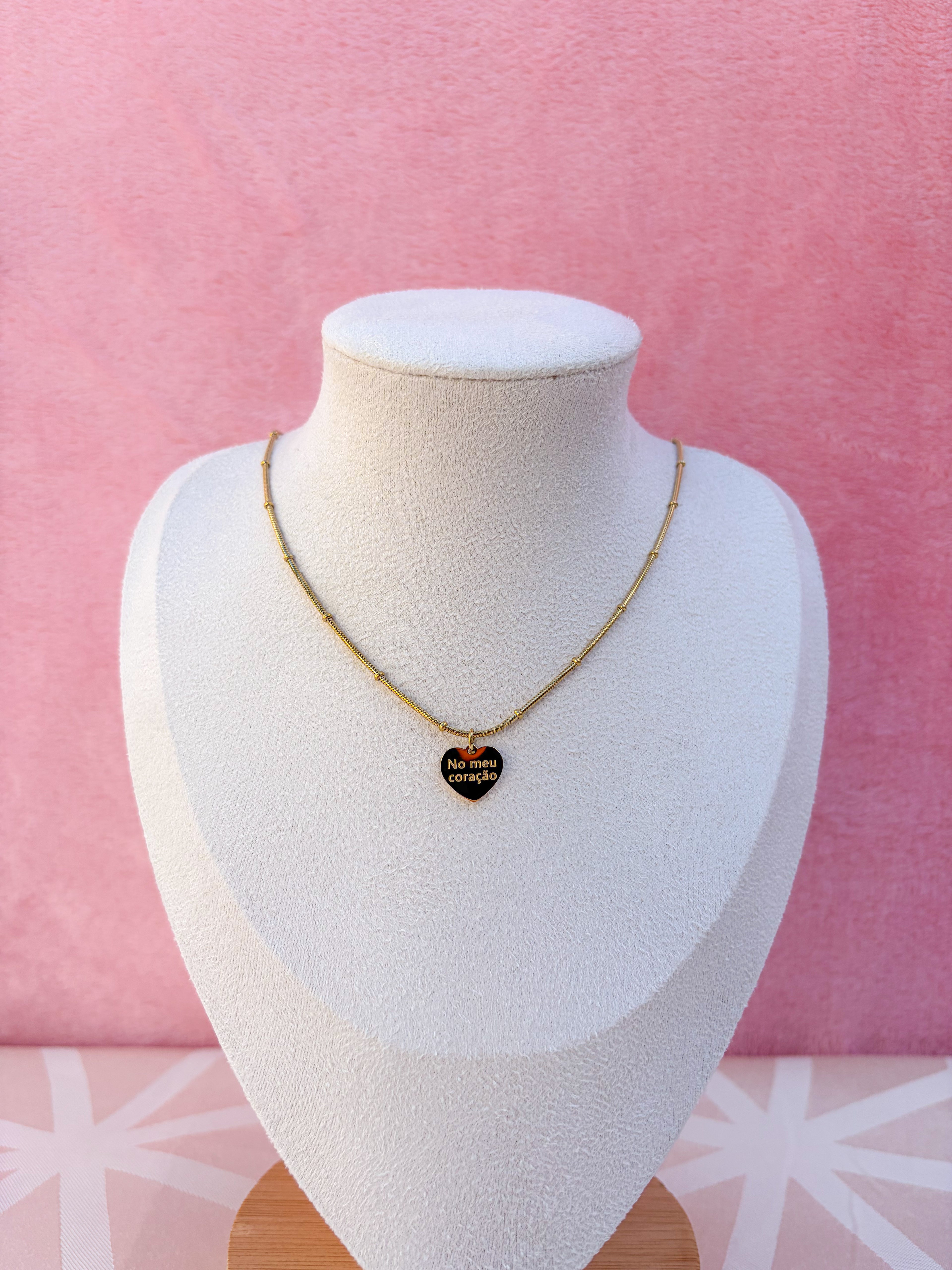 Conjunto Colar & Brincos Coração em Aço Inoxidável