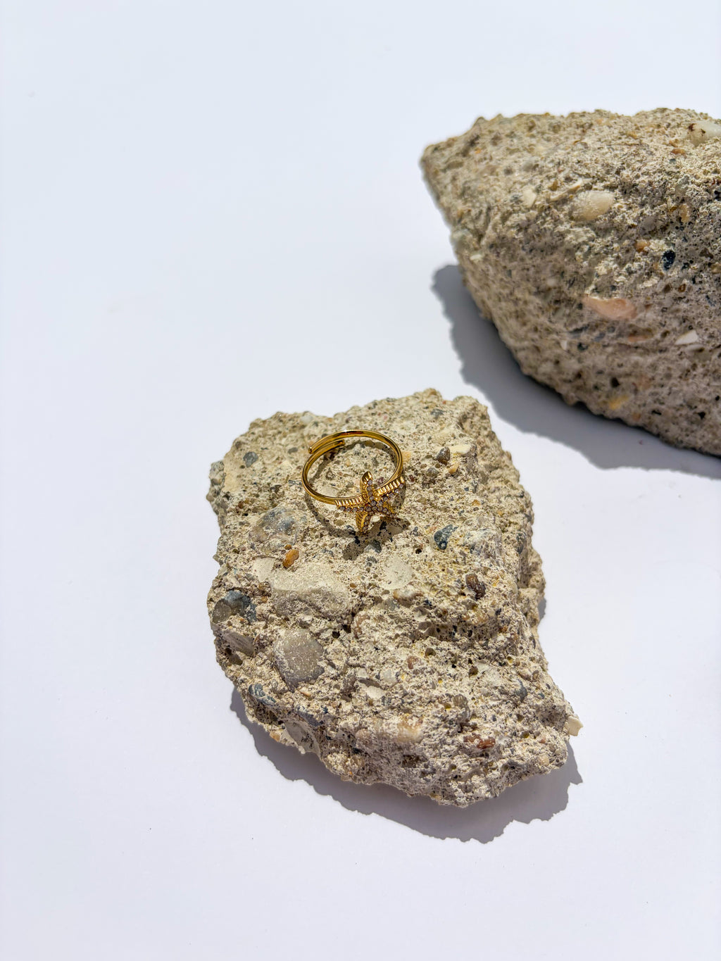 Anel Estrela-do-Mar com Brilhantes em Aço Inoxidável