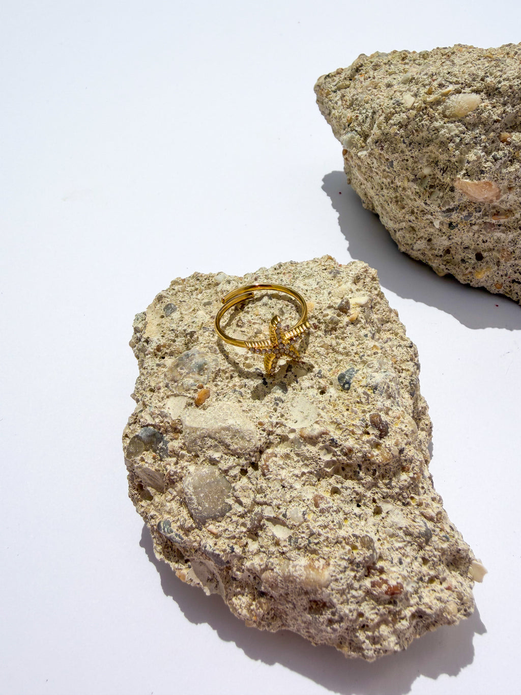 Anel Estrela-do-Mar com Brilhantes em Aço Inoxidável