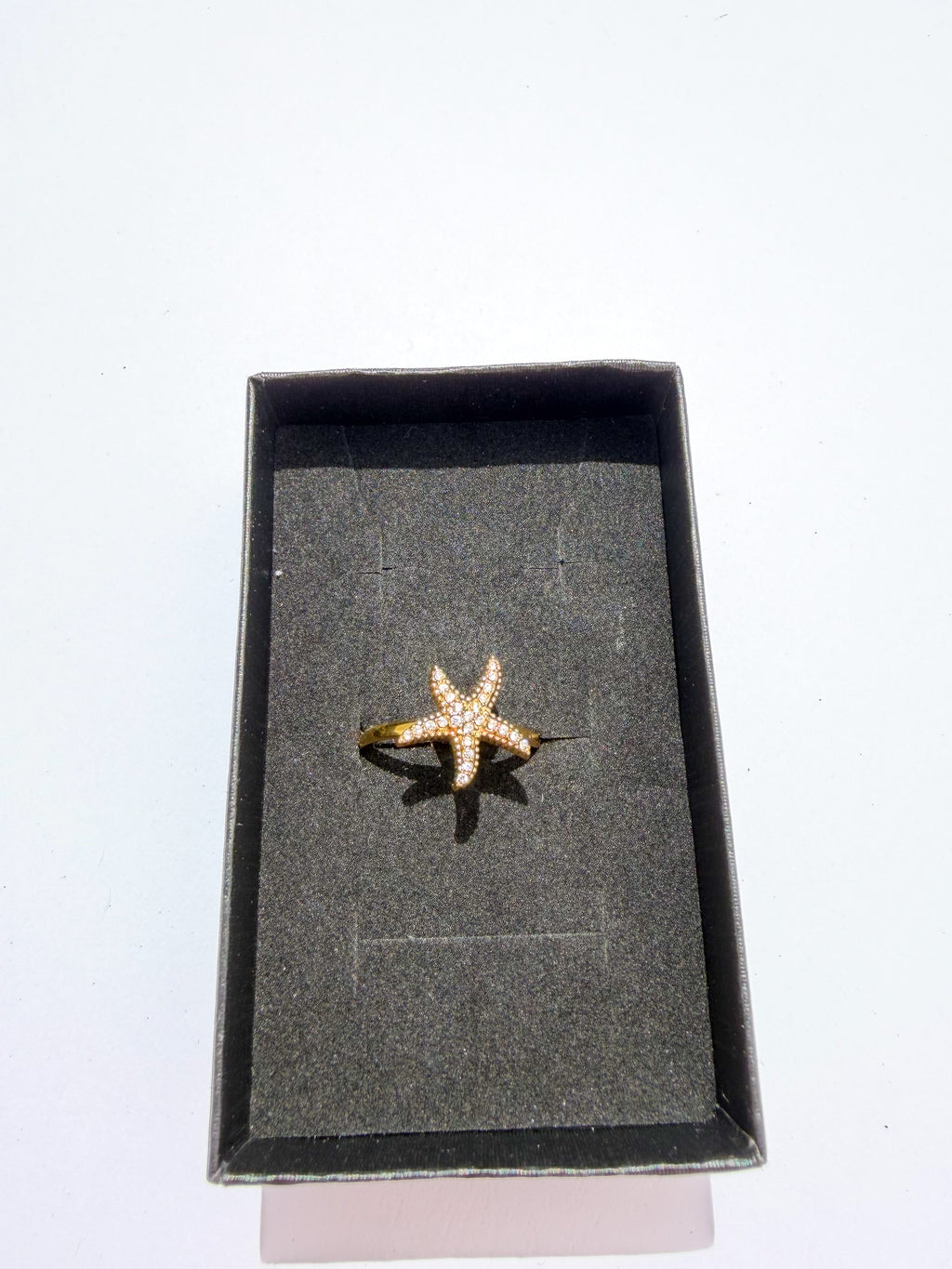 Anel Estrela-do-Mar com Brilhantes em Aço Inoxidável